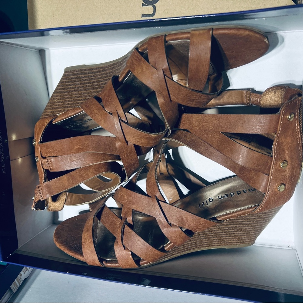 Madden Girl Tan Wedge Sandals